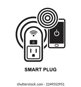 Icono de enchufe inteligente. Toma inteligente inalámbrica aislada en ilustración vectorial de fondo blanco.