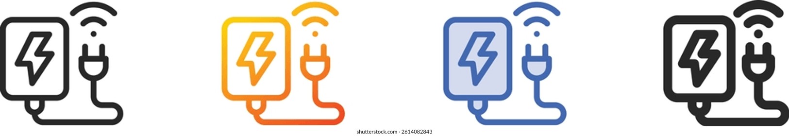 smart plug icon.Thin Linear, Gradient, Blue Stroke and bold Style Design Isolated On White Background