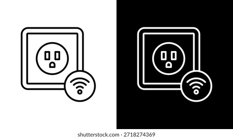 Diseño de conjunto de iconos blancos de contorno de enchufe inteligente