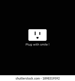 Smart plug with smile vector illustration logo icon sign design template