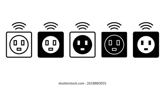 Smart Plug Socket Icons Wifi Power Outlets Home Automation Technology Vector Design