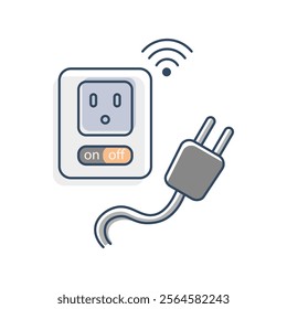 Smart plug with wifi connectivity. indicates this device can be controlled wirelessly, relevant for topics related to smart home technology, IoT devices, and energy management.