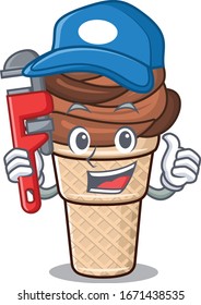 Smart Plumber chocolate ice cream on cartoon character design