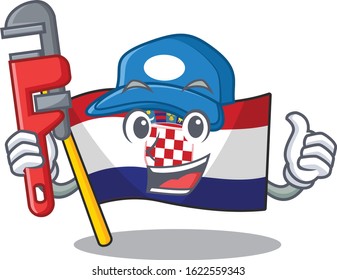 Smart Plumber flag croatia Scroll on cartoon character design