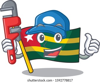 Smart Plumber flag togo Scroll on cartoon character design