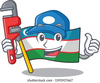 Smart Plumber flag uzbekistan Scroll on cartoon character design