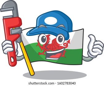 Smart Plumber flag wales Scroll on cartoon character design