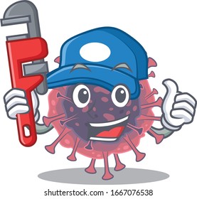 Smart Plumber microbiology coronavirus on cartoon character design