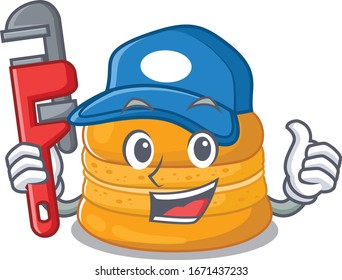 Smart Plumber orange macaron on cartoon character design