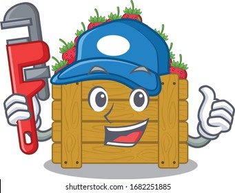 Smart Plumber strawberry fruit box on cartoon character design