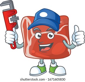 Smart Plumber Arbeiter des Rindfleischcartoon-Charakters