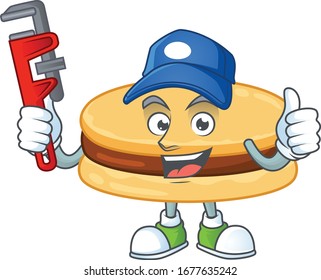 Smart Plumber worker of brown alfajor cartoon character design