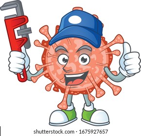 Smart Plumber worker of bulbul coronavirus cartoon character design