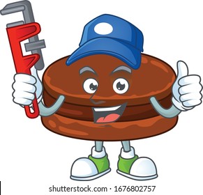 Smart Plumber worker of chocolate alfajor cartoon character design