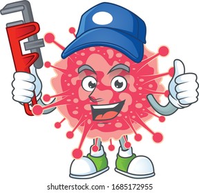 Trabajador inteligente de fontanería de diseño de caricaturas de emergencia de coronavirus