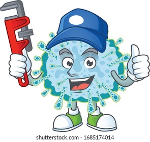 Smart Plumber worker of coronavirus illness cartoon character design