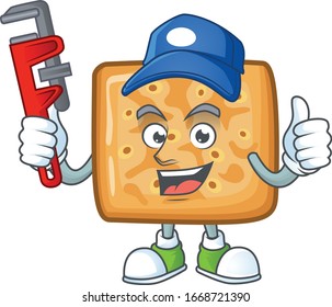 Smart Plumber worker of crackers cartoon character design
