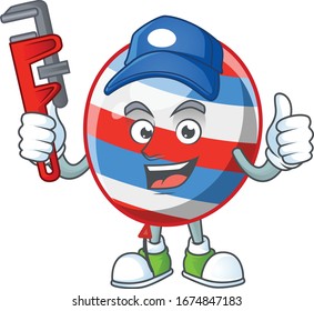 Smart Plumber worker of independence day balloon cartoon character design