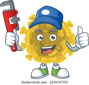 Smart Plumber worker of infectious coronavirus cartoon character design