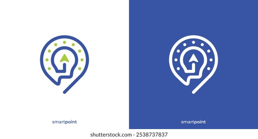 Logotipo de Smart Point. Pin, mapa, Locación y bombilla con estilo de contorno lineal. Inteligente Dirección Logo, Icono, Símbolo, Icono, Símbolo, Vector, Inspiración de diseño.