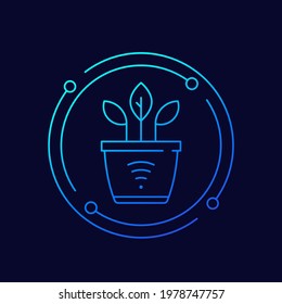 Smart pot for plants thin line icon