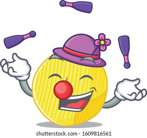 Smart potato chips cartoon character design playing Juggling