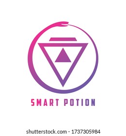 smart potion, magic, potion, bottle logo