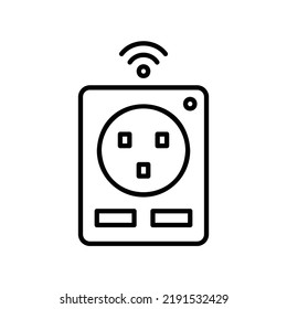 Smart Power Outlet Icon In Black Outline Style