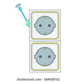 Smart power socket icon. Cartoon illustration of smart power socket vector icon for web