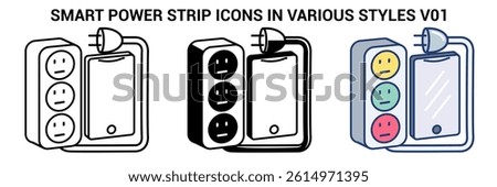 Smart Power Strip icon represented by Automatic Power Strip Line, Filled, Color style.