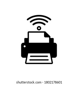 Smart printer icon. Wireless connection sign for web, mobile apps and ui design. Vector on isolated white background. EPS 10