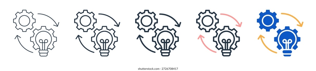 Smart Process different style icons set vector illustration.