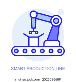 Smart Production Line concept icon. Smart factory. Modern technologies. Industry 4.0. Automated production. Vector linear illustration.