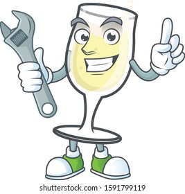 Smart and Professional Mechanic champagne glass cartoon character
