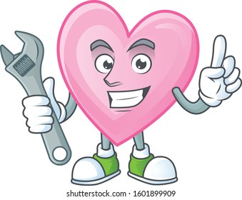 Smart and Professional Mechanic pink love cartoon character