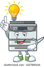 Smart professional office copier cartoon character has an idea