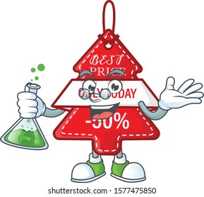Smart Professor christmas best price tag cartoon character holding glass tube
