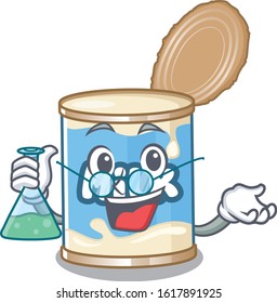 Smart Professor condensed milk cartoon character with glass tube