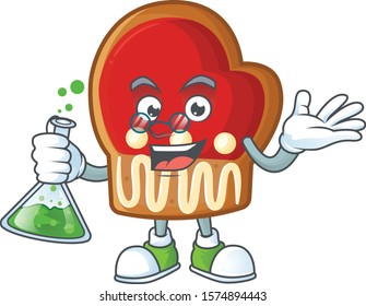 Smart Professor  cookies cartoon character holding glass tube