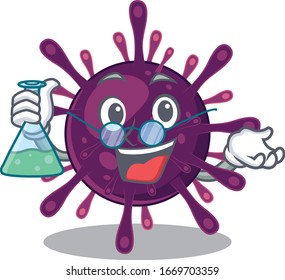 Smart Professor of coronavirus kidney failure mascot design holding a glass tube