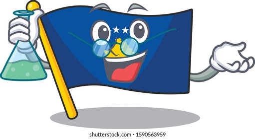 Smart Professor flag kosovo cartoon character holding glass tube