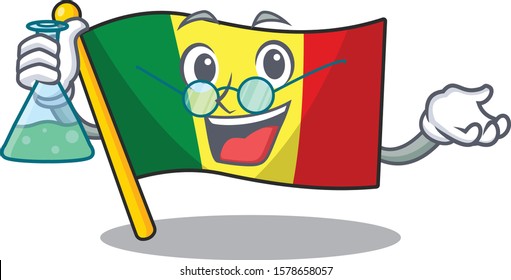 Smart Professor flag mali cartoon character holding glass tube