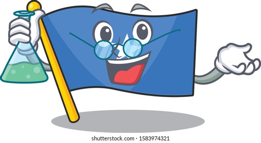 Smart Professor flag somalia cartoon character holding glass tube