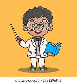 Intelligentes Professorengrafik-Vektorsymbol für Schulbücher, Aufkleber und Schulthemen für Kinder