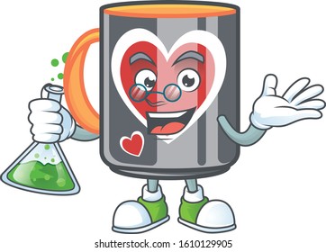Smart Professor mug love cartoon character with glass tube