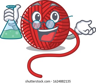 Smart Professor red wool yarn cartoon character with glass tube