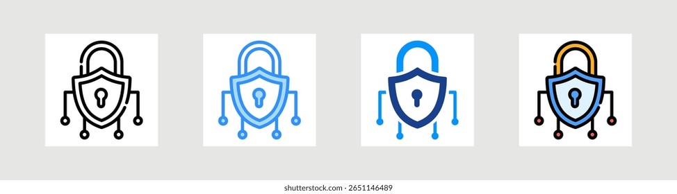 Conjunto de Colección de iconos de protección inteligente Estilo múltiple