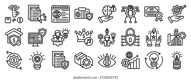 Conjunto de Colección de iconos de protección inteligente. Iconos de vector de contorno limpio