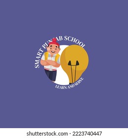 Smart Punjab school Indian vector mascot logo template.