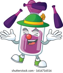 Smart purple potion cartoon character design playing Juggling